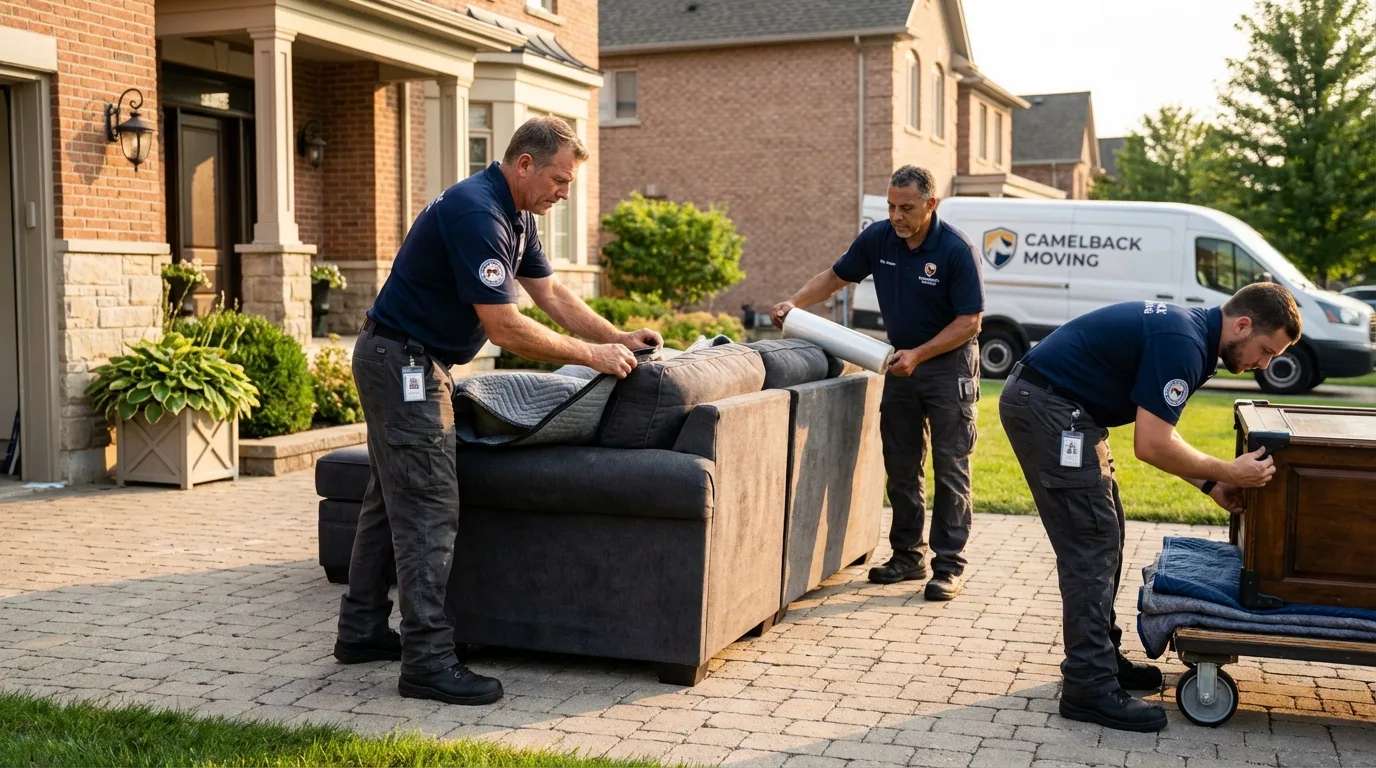 Large estate moving crew wrapping furniture in Forsyth, MT
