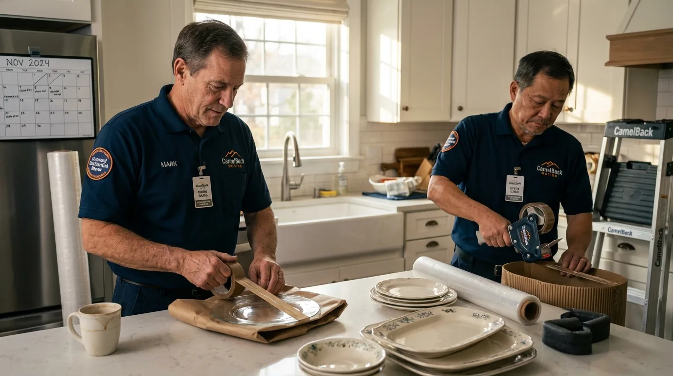 Professional crew packing kitchen dishware in Forsyth, MT